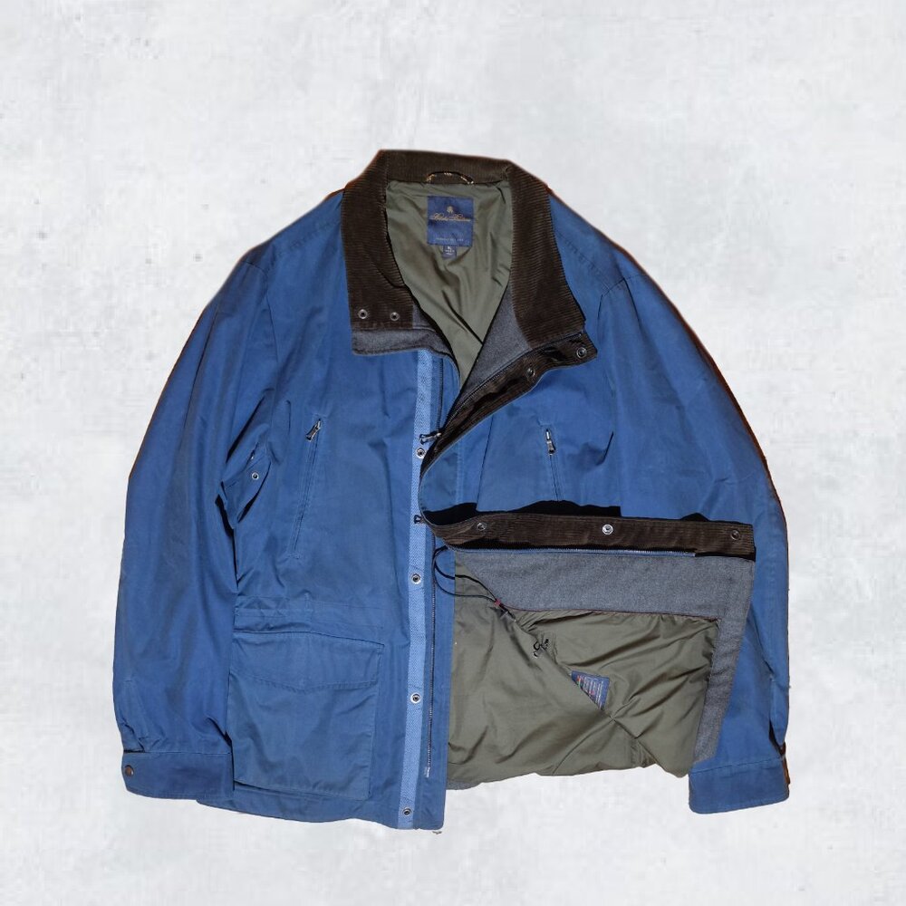 Brooks Brothers Waxed British Millerain Jacket Men XL Blue made in Italy